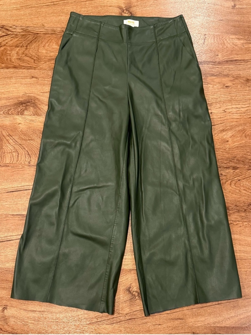 Maeve Anthropologie Faux Leather Look Wide Leg Cropped Pants, Women Sz. 4